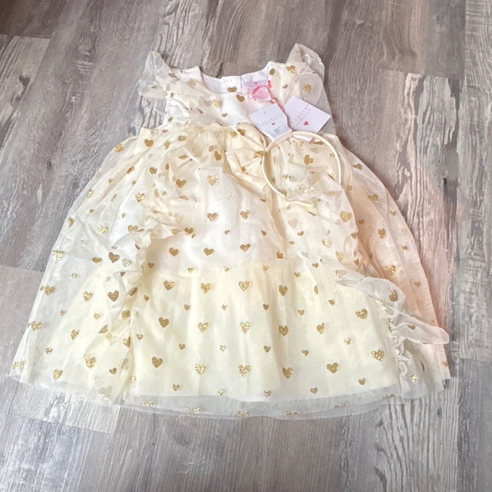 Lulurain Mini Gold Hearts Shower Child Dress